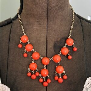 orange and gold statement necklace evening wear lace light weight working clasp